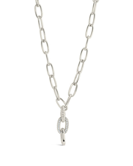 Sonya CZ & Textured Chain Link Necklace by Sterling Forever