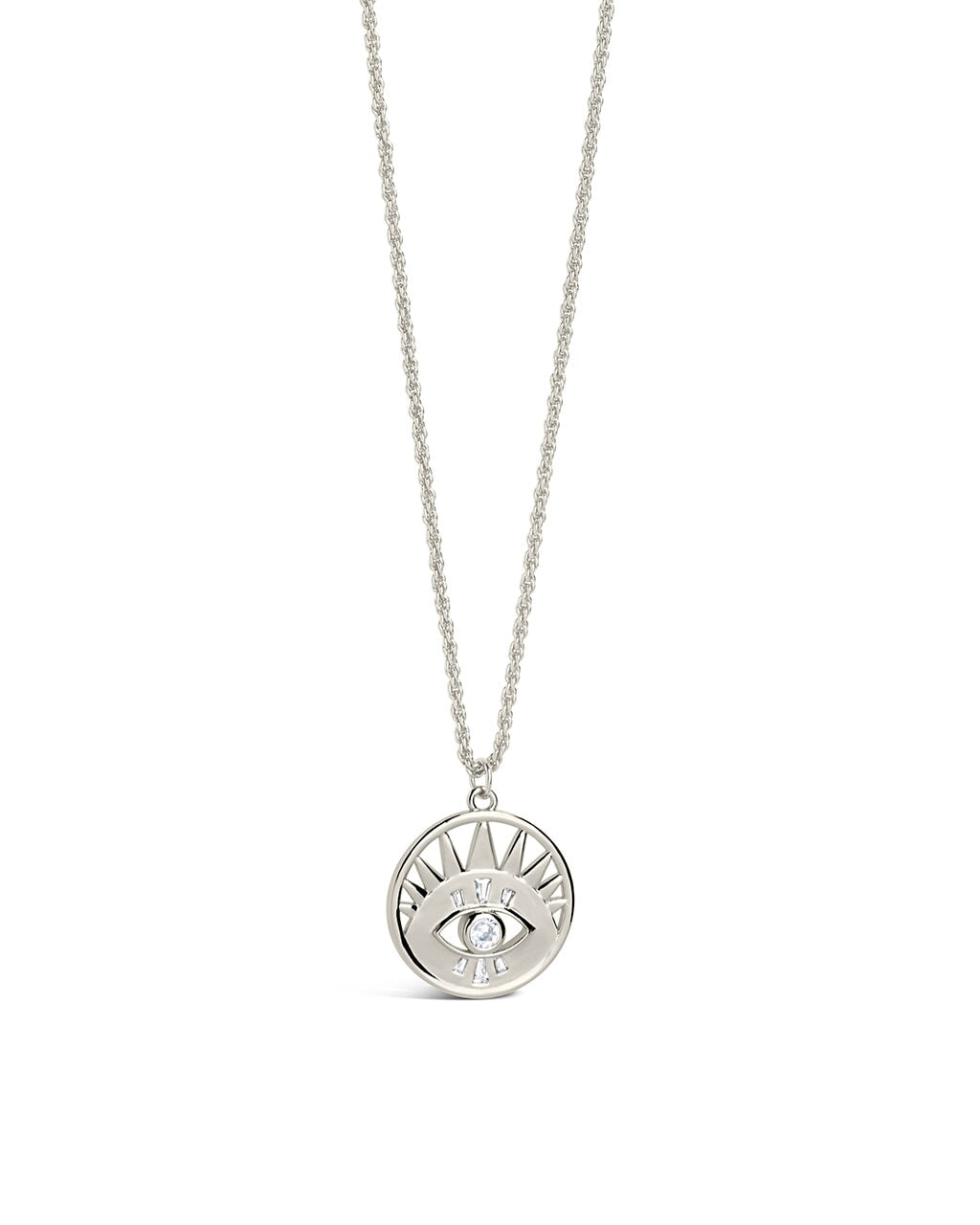 Mahana CZ Evil Eye Disk Necklace by Sterling Forever