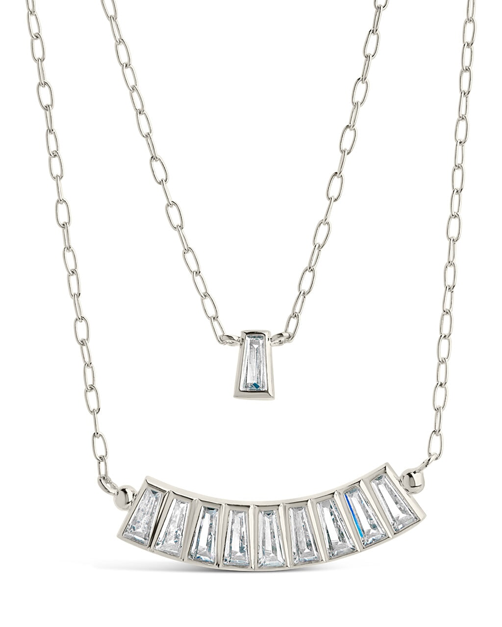 Lillian CZ Row & Charm Layered Necklace by Sterling Forever