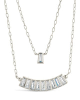 Lillian CZ Row & Charm Layered Necklace by Sterling Forever