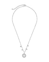 Sterling Silver Coin Medallion & Bezel CZ Charm Necklace by Sterling Forever