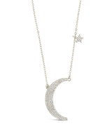 Sterling Silver CZ Crescent & Star Charm Necklace by Sterling Forever