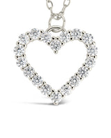 Sterling Silver Cubic Zirconia Outline Heart Pendant Necklace by Sterling Forever