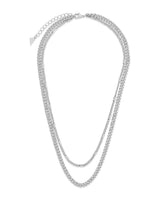 Curb & Station Layered Chain Necklace by Sterling Forever