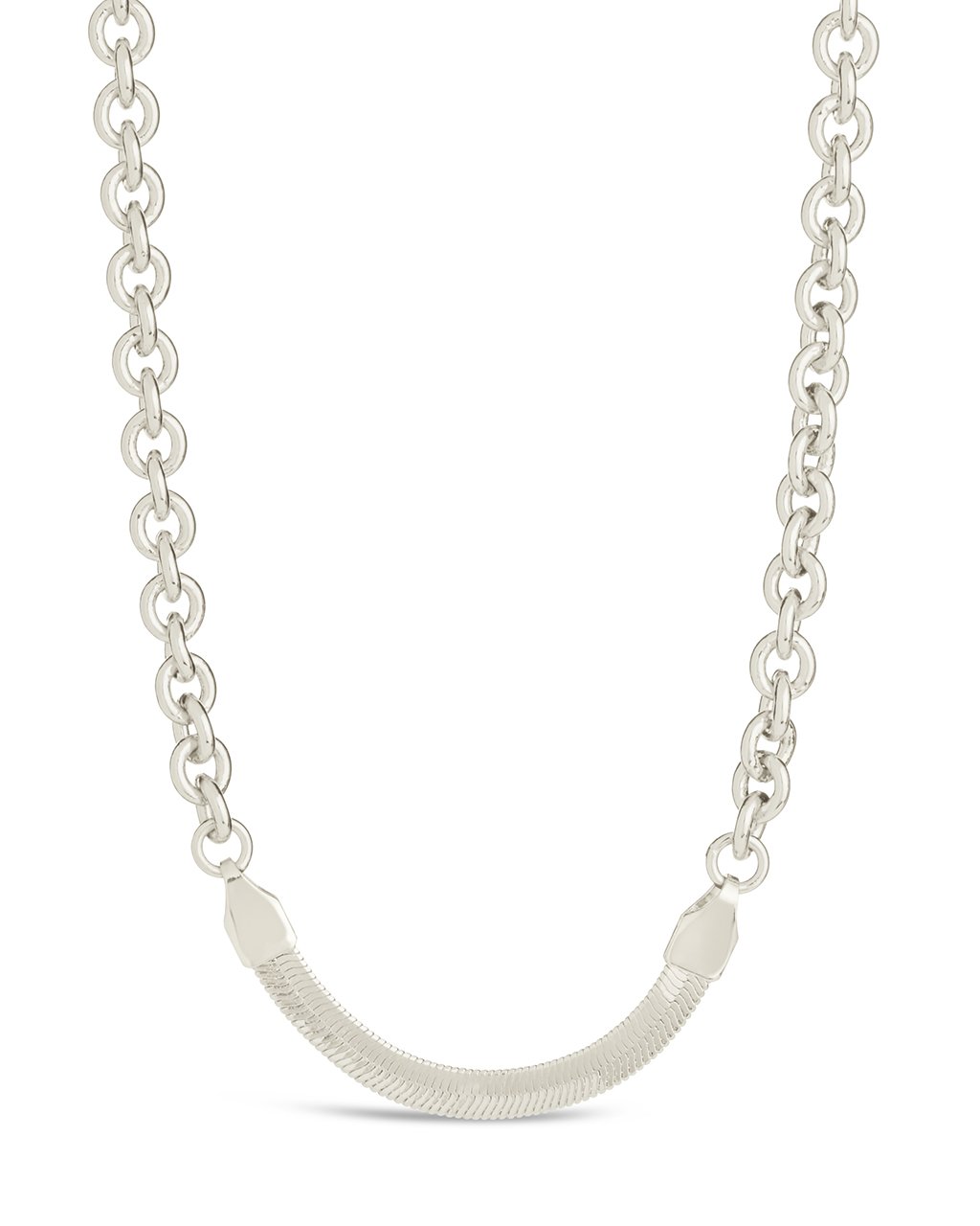 Marzia Herringbone & Rolo Chain Necklace by Sterling Forever