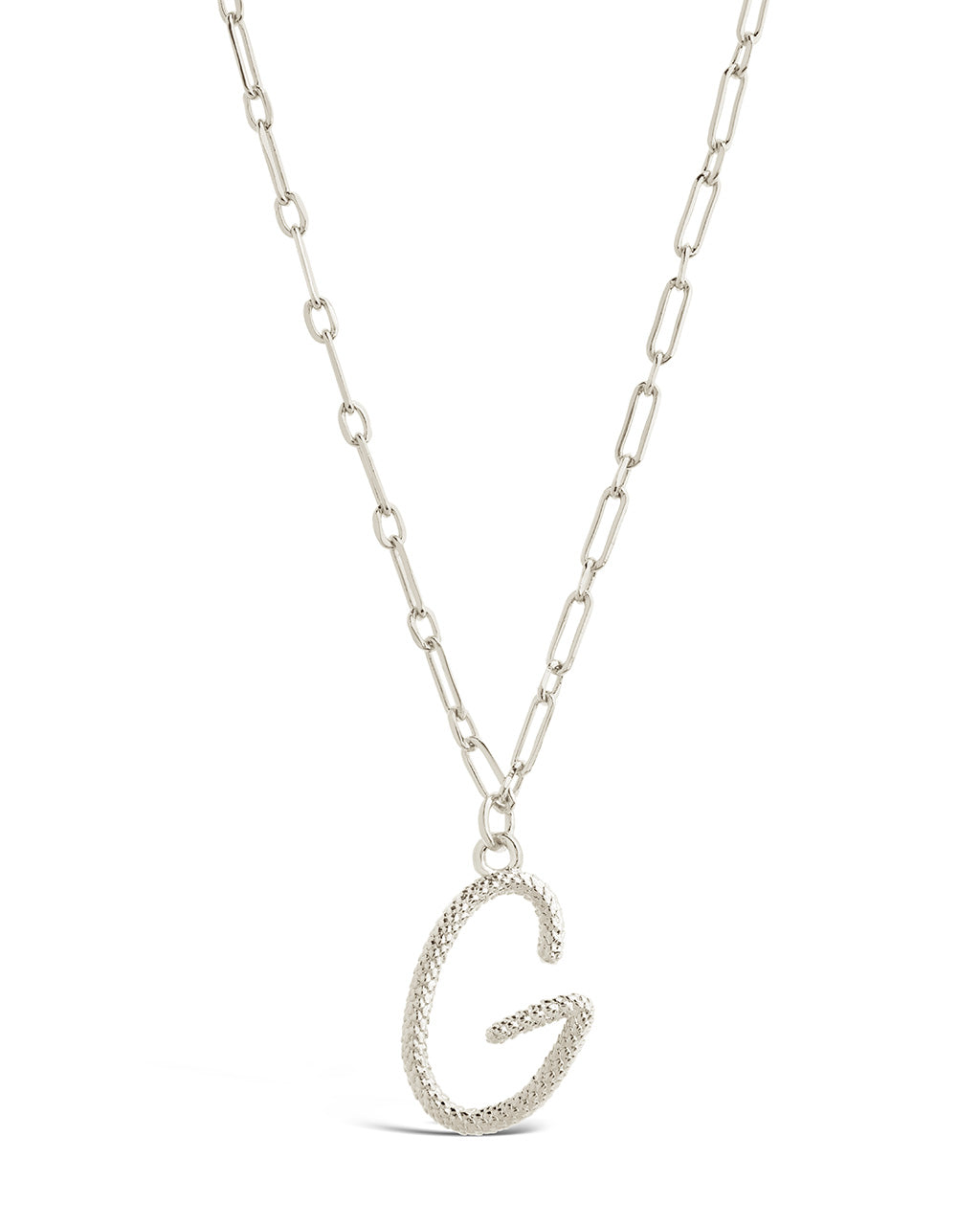 Textured Initial Charm Pendant Necklace by Sterling Forever