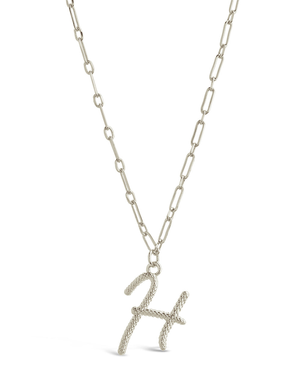 Textured Initial Charm Pendant Necklace by Sterling Forever