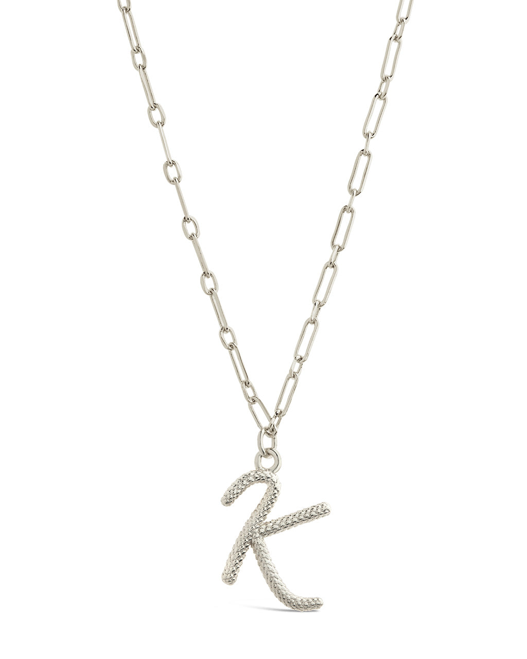 Textured Initial Charm Pendant Necklace by Sterling Forever