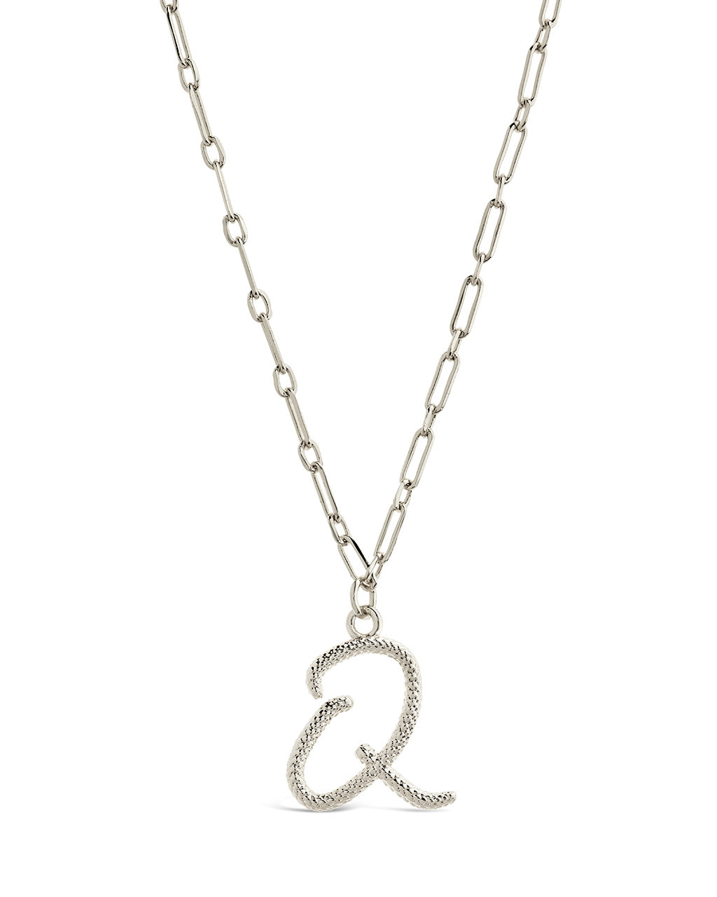 Textured Initial Charm Pendant Necklace by Sterling Forever