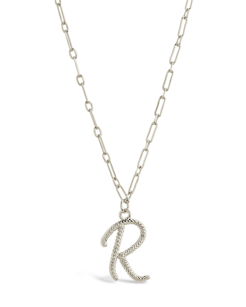 Textured Initial Charm Pendant Necklace by Sterling Forever