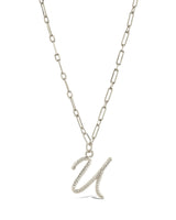 Textured Initial Charm Pendant Necklace by Sterling Forever