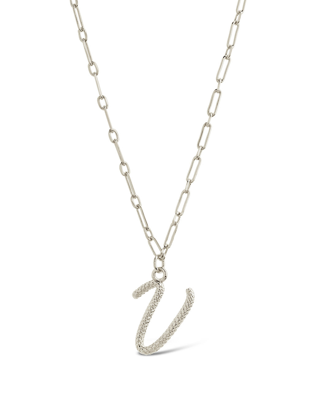 Textured Initial Charm Pendant Necklace by Sterling Forever