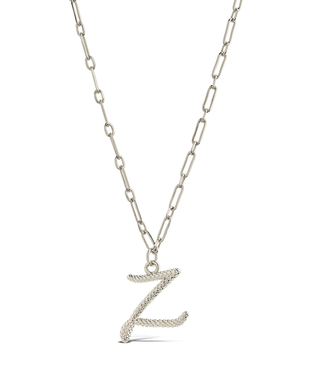 Textured Initial Charm Pendant Necklace by Sterling Forever