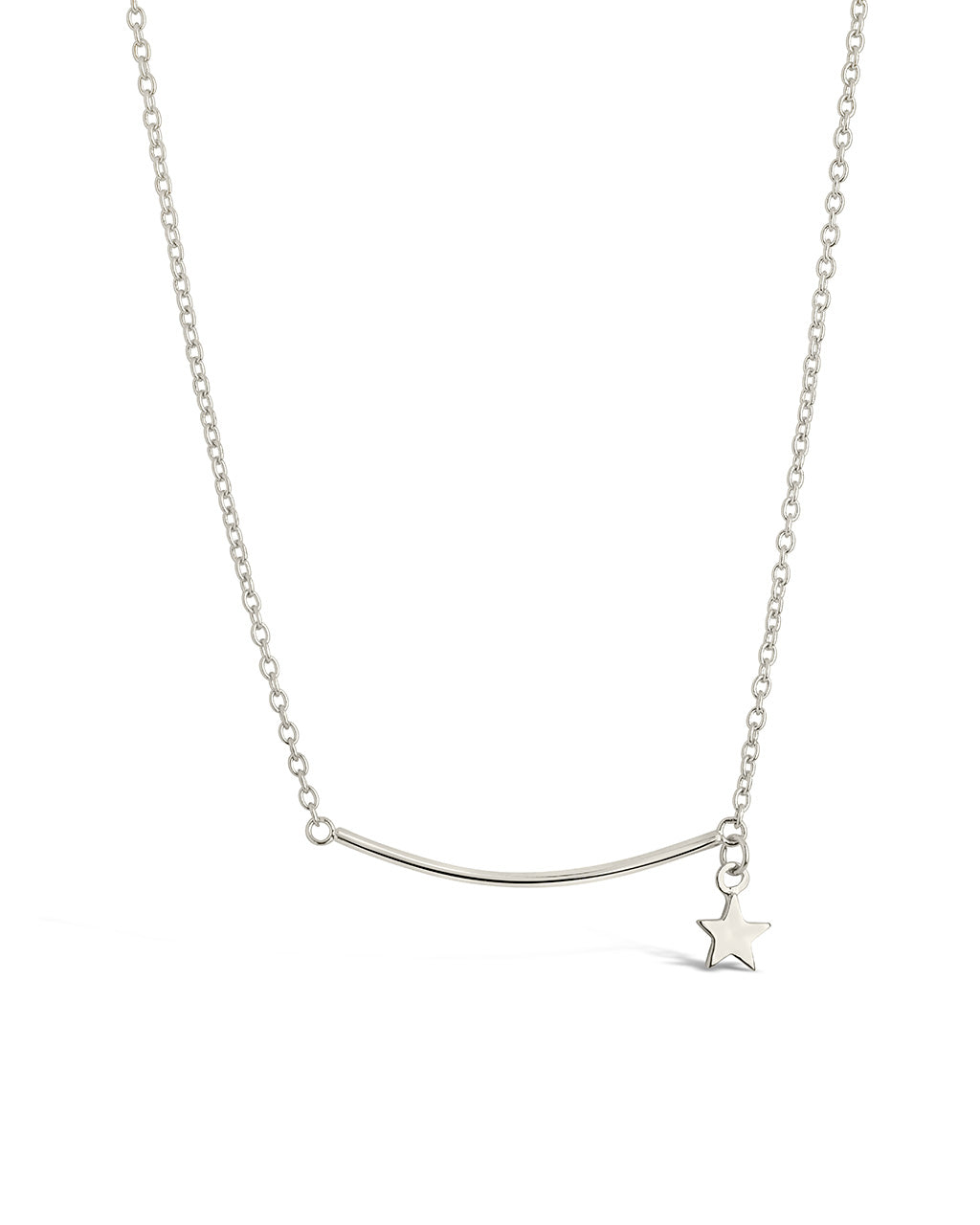 Sterling Silver Polished Bar & Star Drop Necklace by Sterling Forever