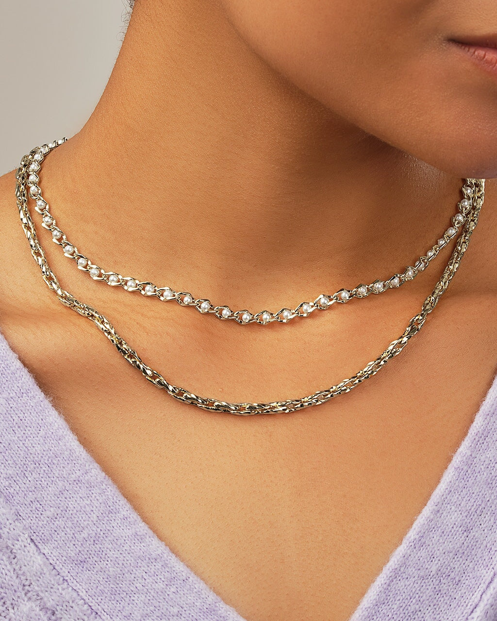 Amedea Pearl & Chain Layered Necklace by Sterling Forever