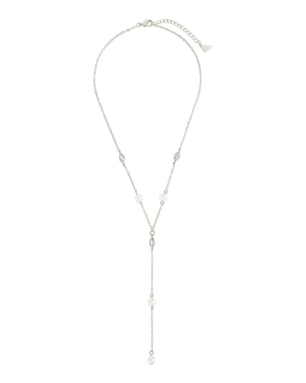 Tyra CZ & Pearl Lariat Necklace by Sterling Forever