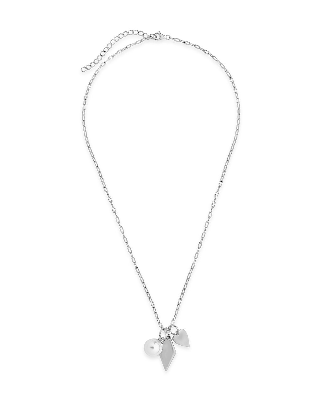 Delicate Sterling Silver Pearl & Charm Chain Necklace by Sterling Forever