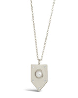 Sterling Silver Marcella CZ & Pearl Shield Pendant Necklace by Sterling Forever