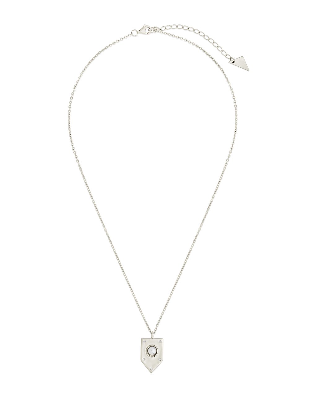 Sterling Silver Marcella CZ & Pearl Shield Pendant Necklace by Sterling Forever