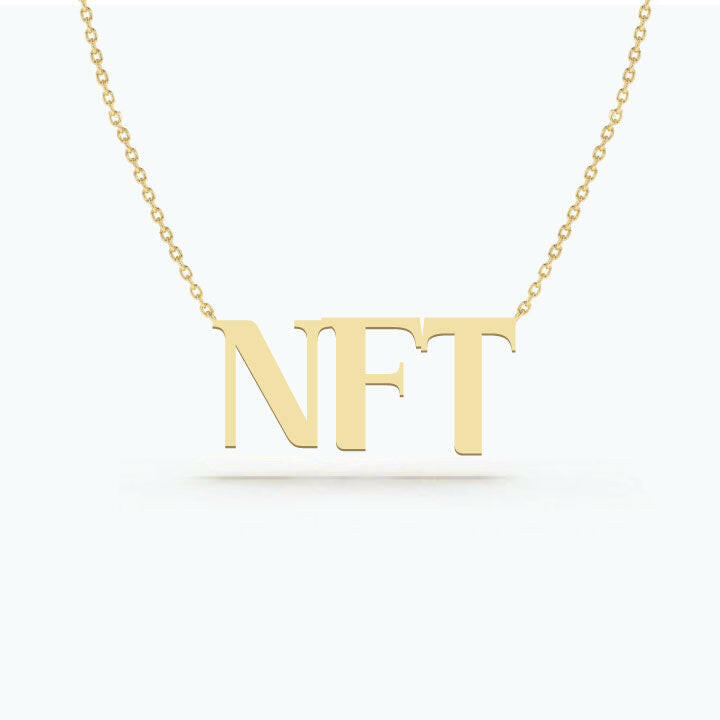 14k Gold NFT Necklace - Customized - Any letter is available by VicStoneNYC Fine Jewelry