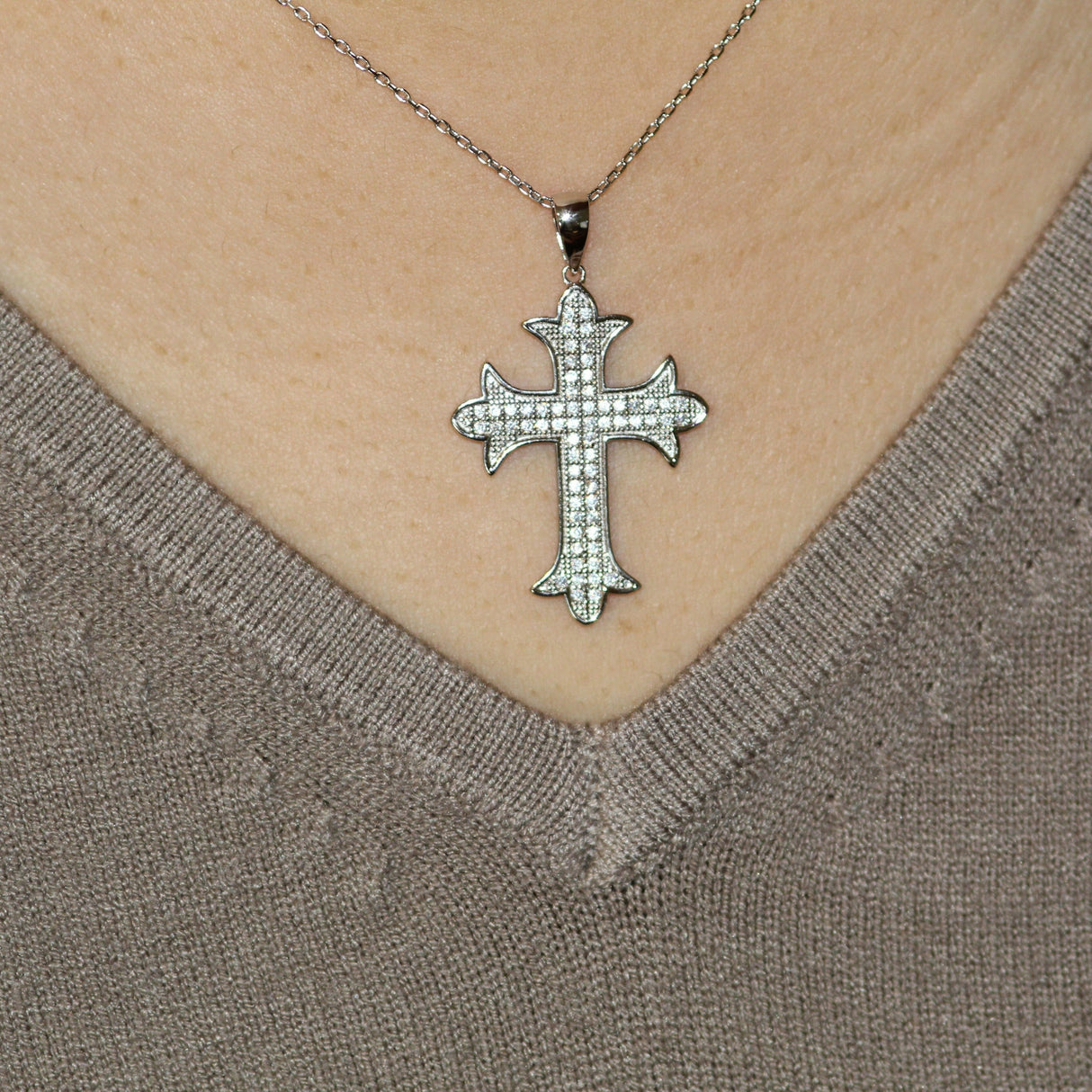 Diamond Cross Necklace with Diamonds by VicStoneNYC Fine Jewelry