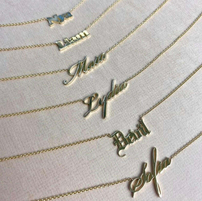 14k Customized Name Necklace - Korean Letter by VicStoneNYC Fine Jewelry