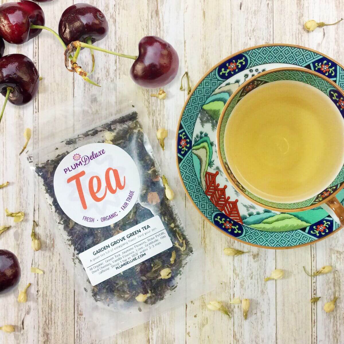 Garden Grove Green Tea (Jasmine - Cherry) by Plum Deluxe Tea