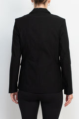 Zac & Rachel notched collar long sleeve one button closure scuba crepe blazer by Curated Brands