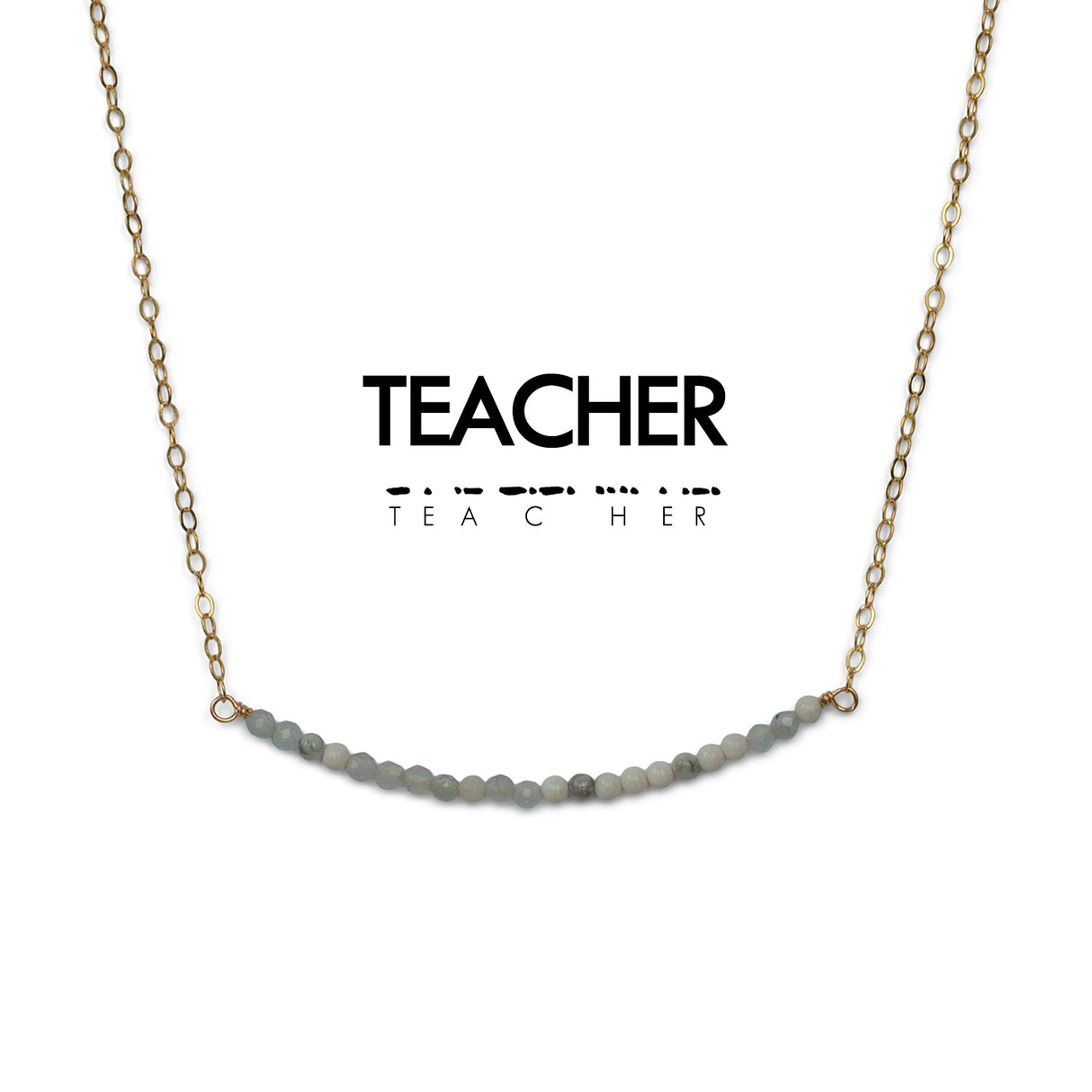 Morse Code Dainty Stone Necklace // Teacher by ETHICGOODS