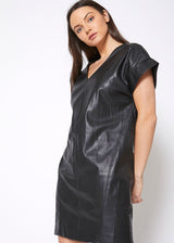 Women's Black PU Leather Dress by Shop at Konus