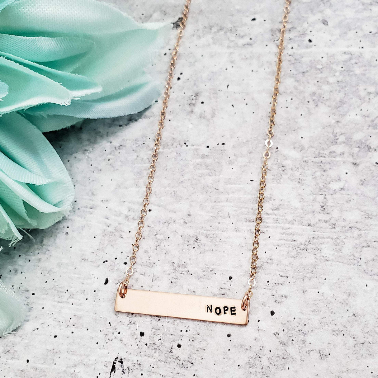 NOPE Bar Necklace by Salt and Sparkle