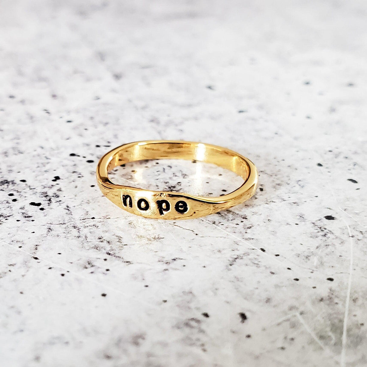 NOPE Dainty Gold Ring by Salt and Sparkle