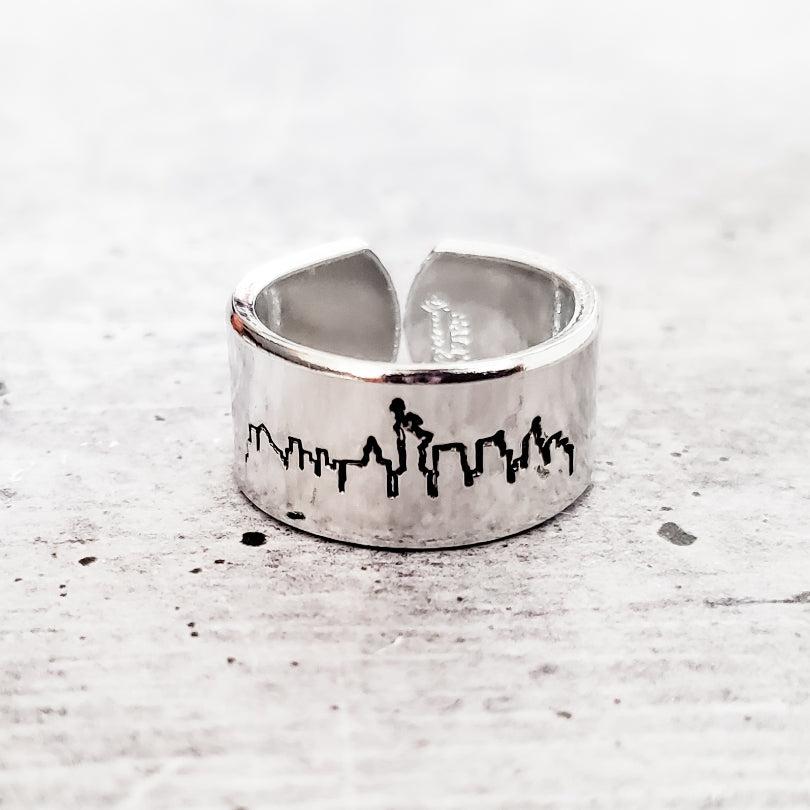 New York City Skyline Aluminum Open Ring by Salt and Sparkle