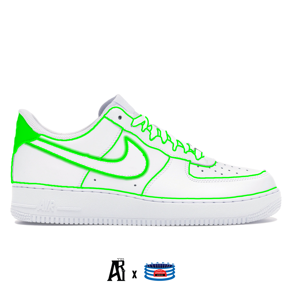 "Neon Lines" Nike Air Force 1 Low Shoes by Stadium Custom Kicks