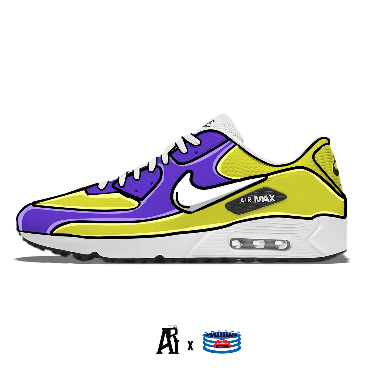 "Cartoon" Nike Air Max 90 G Golf Shoes by Stadium Custom Kicks