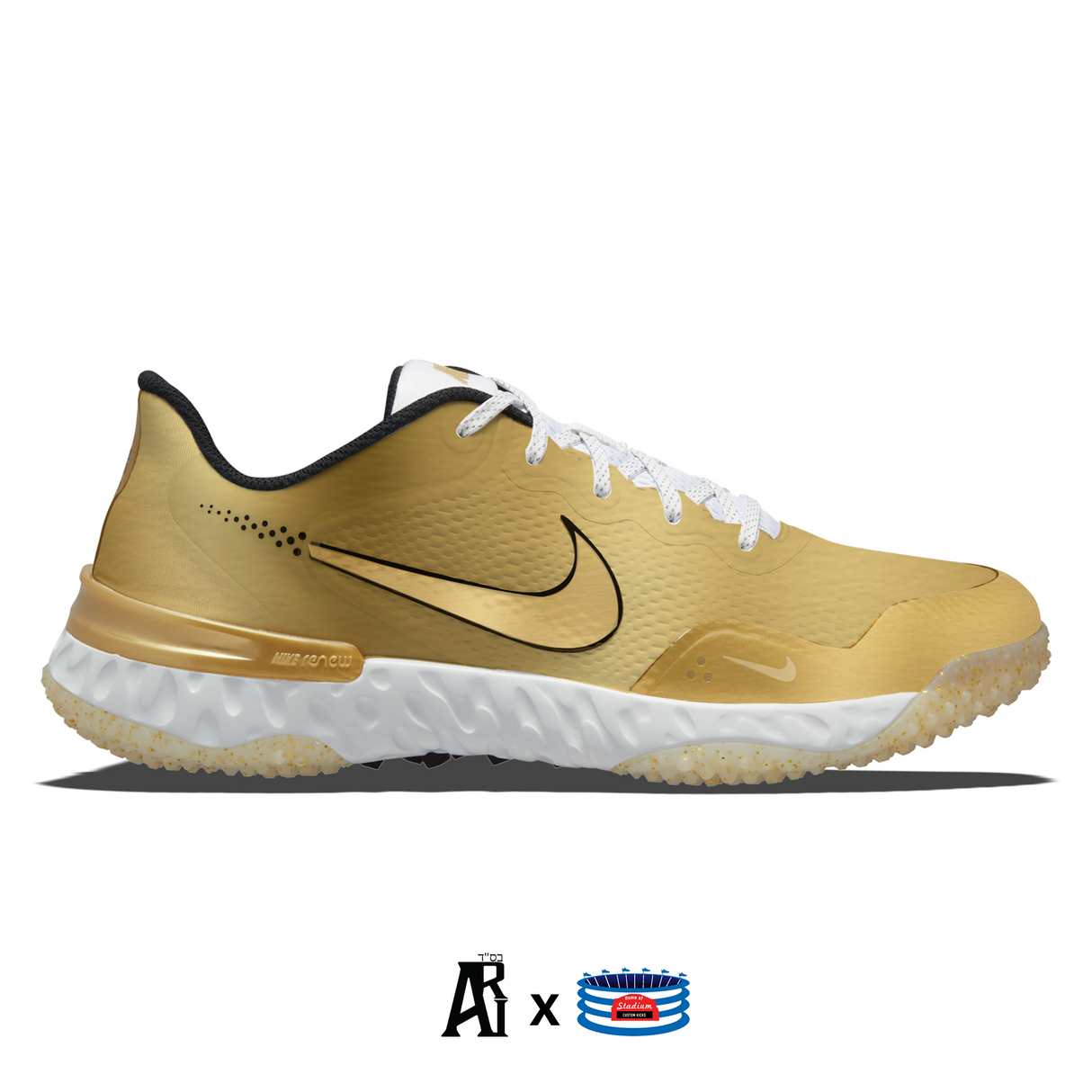 "Metallic Gold" Nike Alpha Huarache Elite 3 Turfs by Stadium Custom Kicks