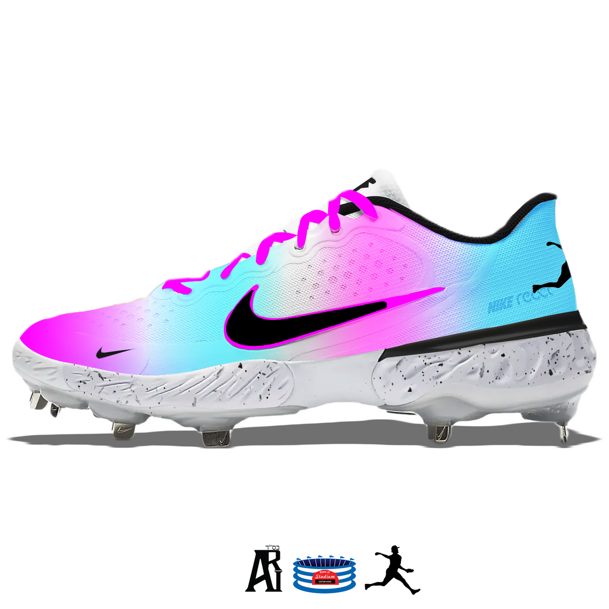 "Miggy Nights" Nike Alpha Huarache Elite 3 Low Cleats by Stadium Custom Kicks