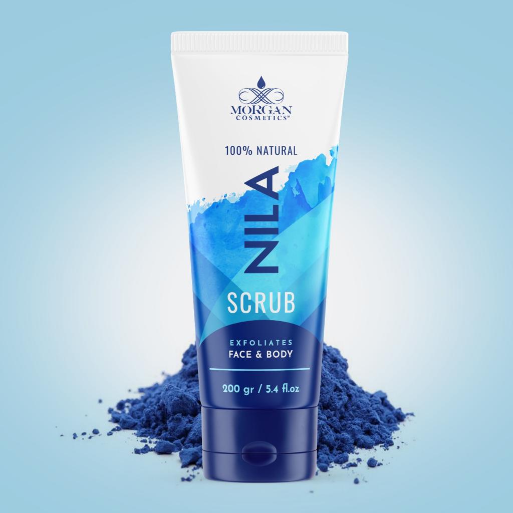 Blue Nila Scrub 100% Natural Deep Skin Cleanser & Lightener 160 gram / 5.64 fl oz by Morgan Cosmetics