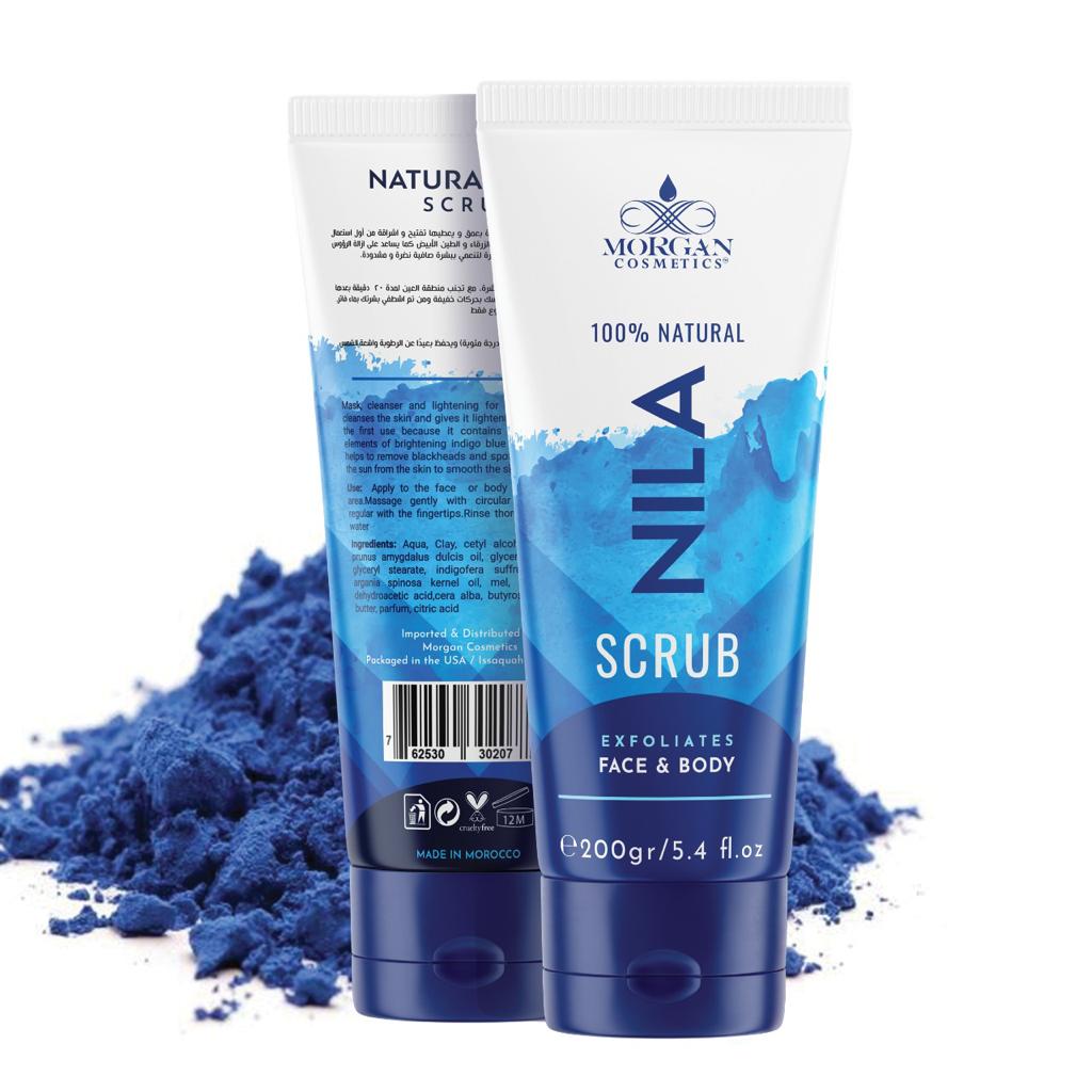 Blue Nila Scrub 100% Natural Deep Skin Cleanser & Lightener 160 gram / 5.64 fl oz by Morgan Cosmetics