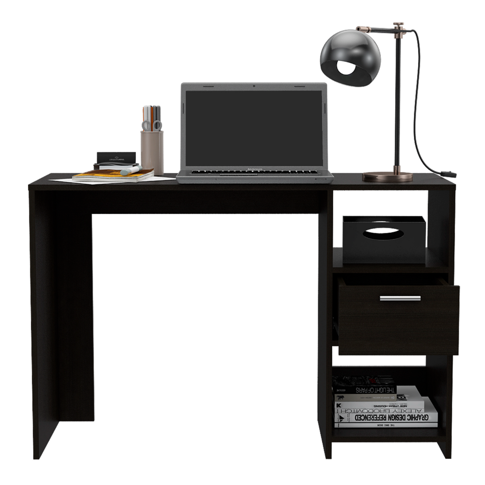 Arlington Writing Computer Desk, One Drawer, Two Shelves by FM FURNITURE