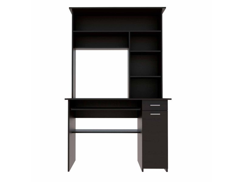 Weston Two Writing Computer Desk, Hutch, Two Drawers, Six Shelves by FM FURNITURE