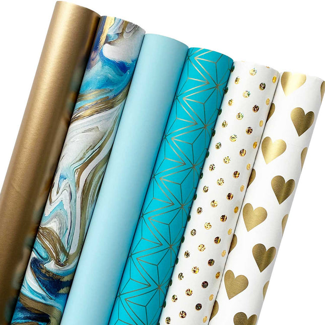 All Occasion Geo Graphics Wrapping Paper Bundle with Cut Lines on Reverse by Present Paper