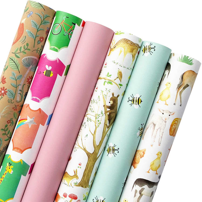 Baby Wrapping Paper Bundle with Cut Lines on Reverse by Present Paper