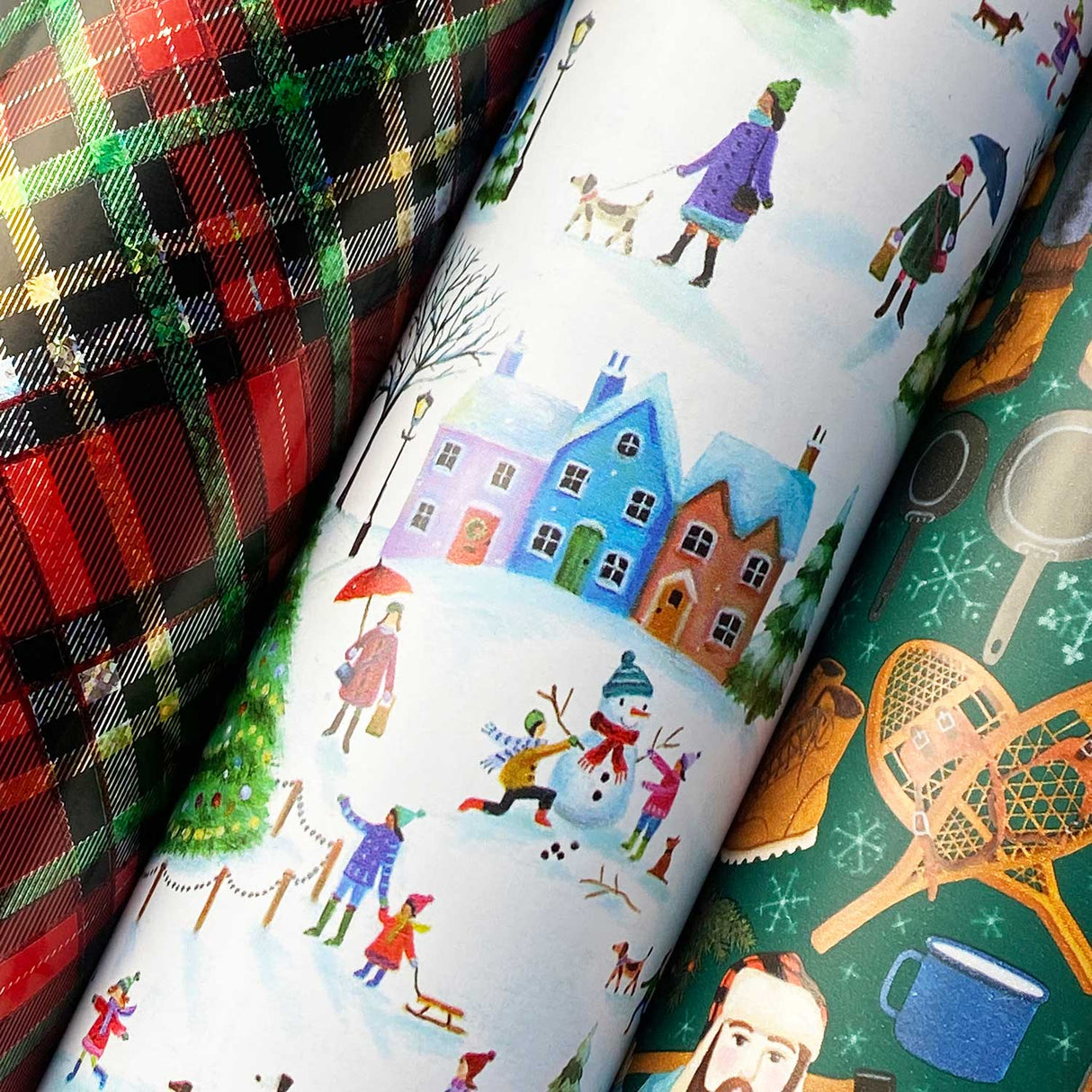 Mature Christmas Wrapping Paper Roll Bundle with Cut Lines on Reverse by Present Paper