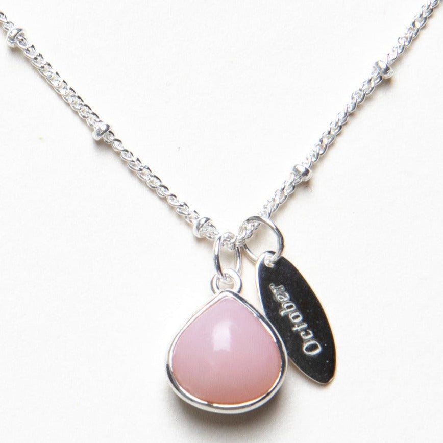 October Pink Opal Birthstone Necklace by Tiny Rituals