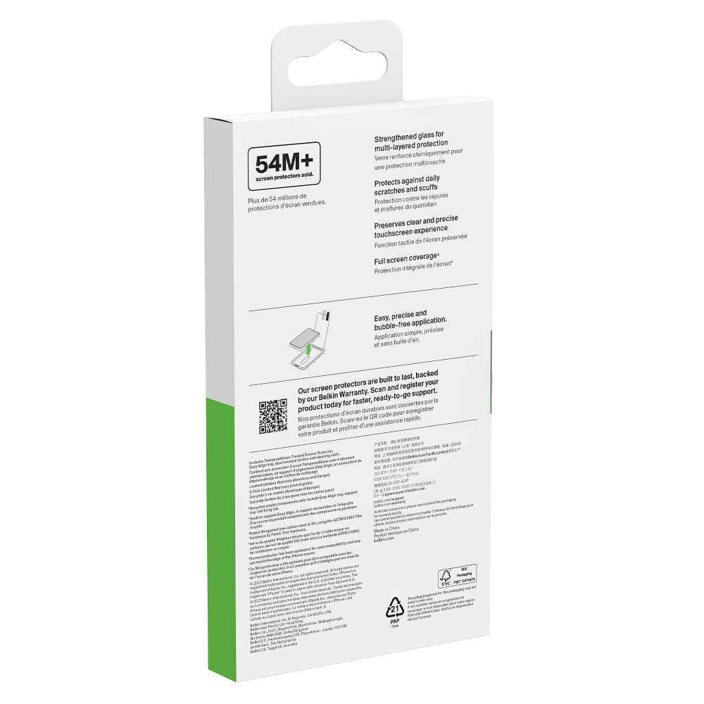 Belkin Glass Screen Protector with EZ Tray for Apple iPhone 15 Plus / iPhone 16 Plus by Belkin