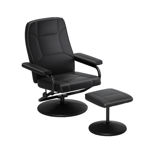 Swivel Lounge Chair Recliner with Ottoman-Black