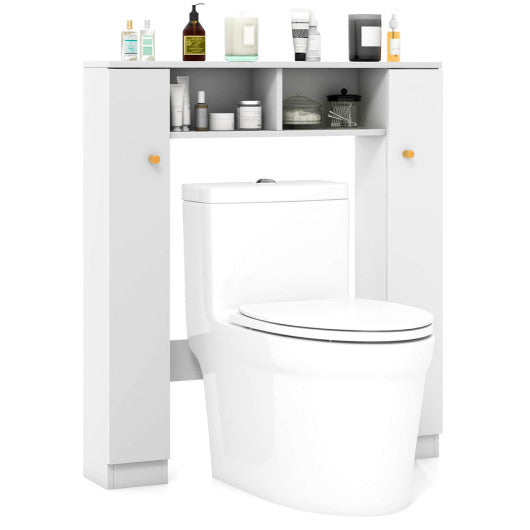 Over The Toilet Storage Cabinet with 2 Open Compartments and 4 Adjustable Shelves-White