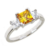 Sterling Silver Canary 3 Stone Engagement Ring by Sterling Forever