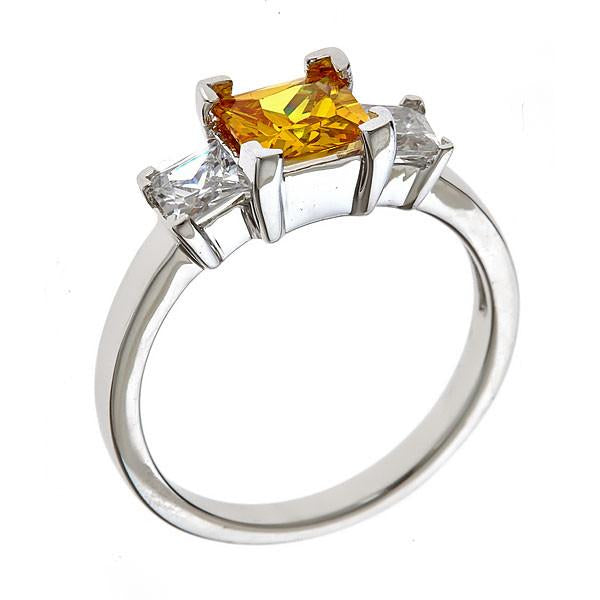 Sterling Silver Canary 3 Stone Engagement Ring by Sterling Forever